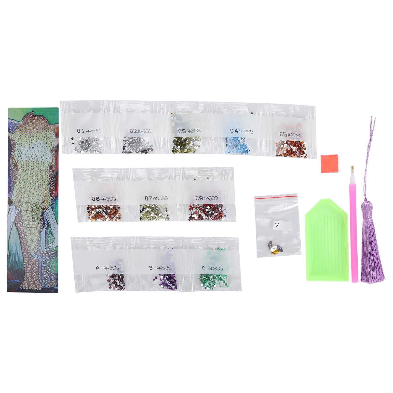 Animal Pattern Diamond Painting Bookmark DIY Rhinestones Beaded Bookmarks with TasselAA399
