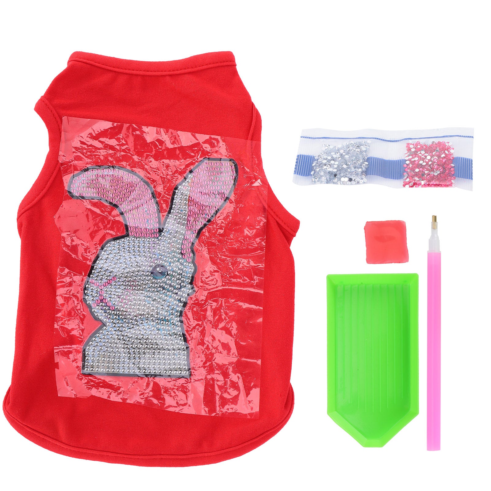 Dog Shirts Comfortable Dog Pajamas Rhinestone Painted Pet Vest for Maltese PomeranianRed M