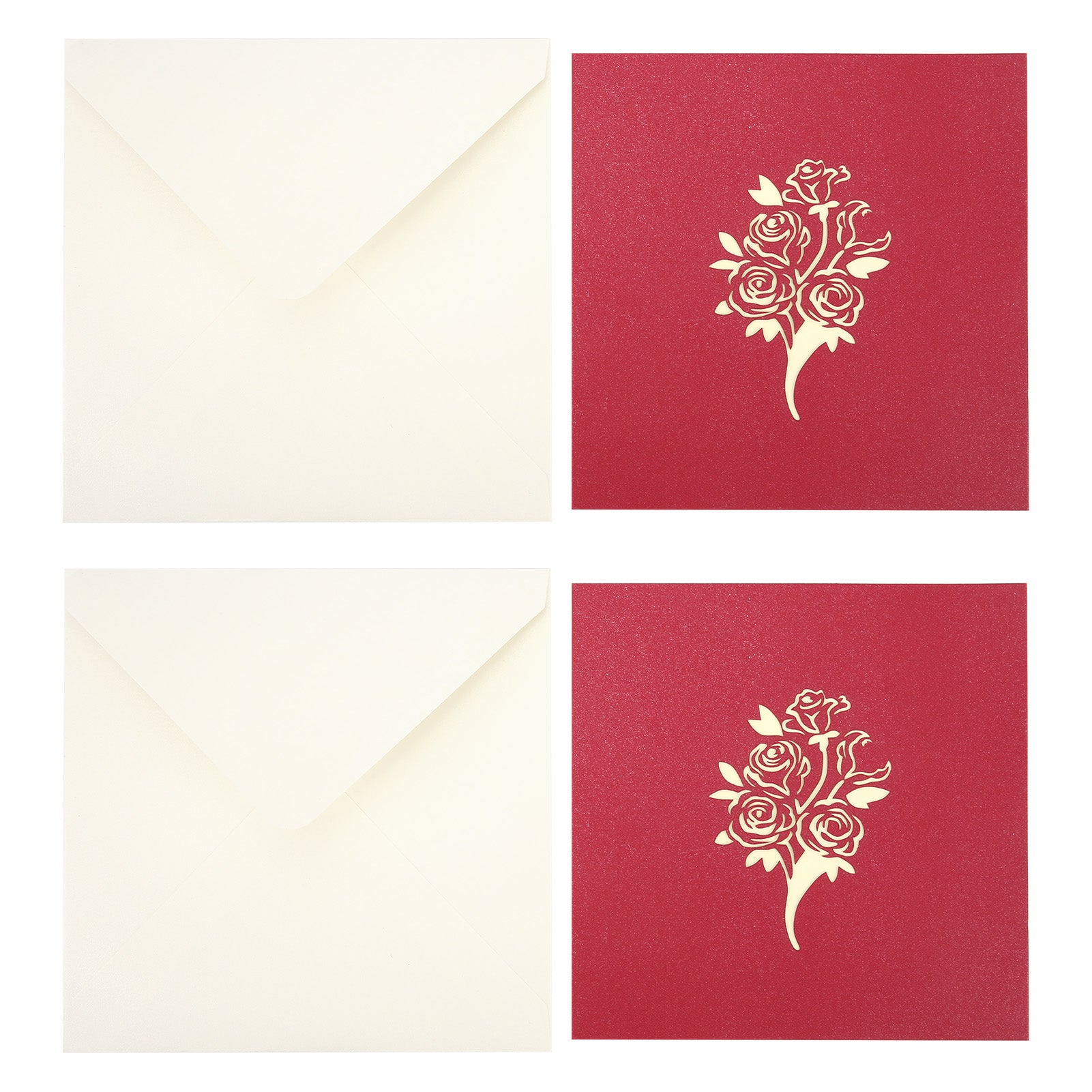 2Pcs Pop Up Cards Tree Red 3D Invitation Paper with Envelopes for Wedding Anniversary