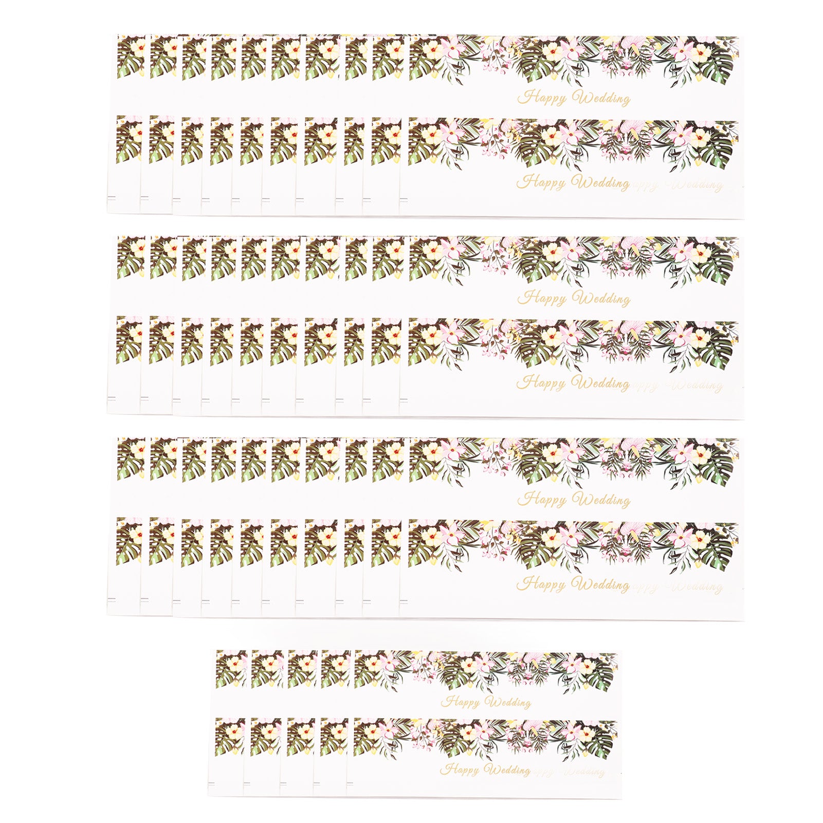 70Pcs Wedding Water Bottle Label Waterproof Flower Green Plant Pattern Wedding Bridal Shower Bottle Wraps for Party HM220505007