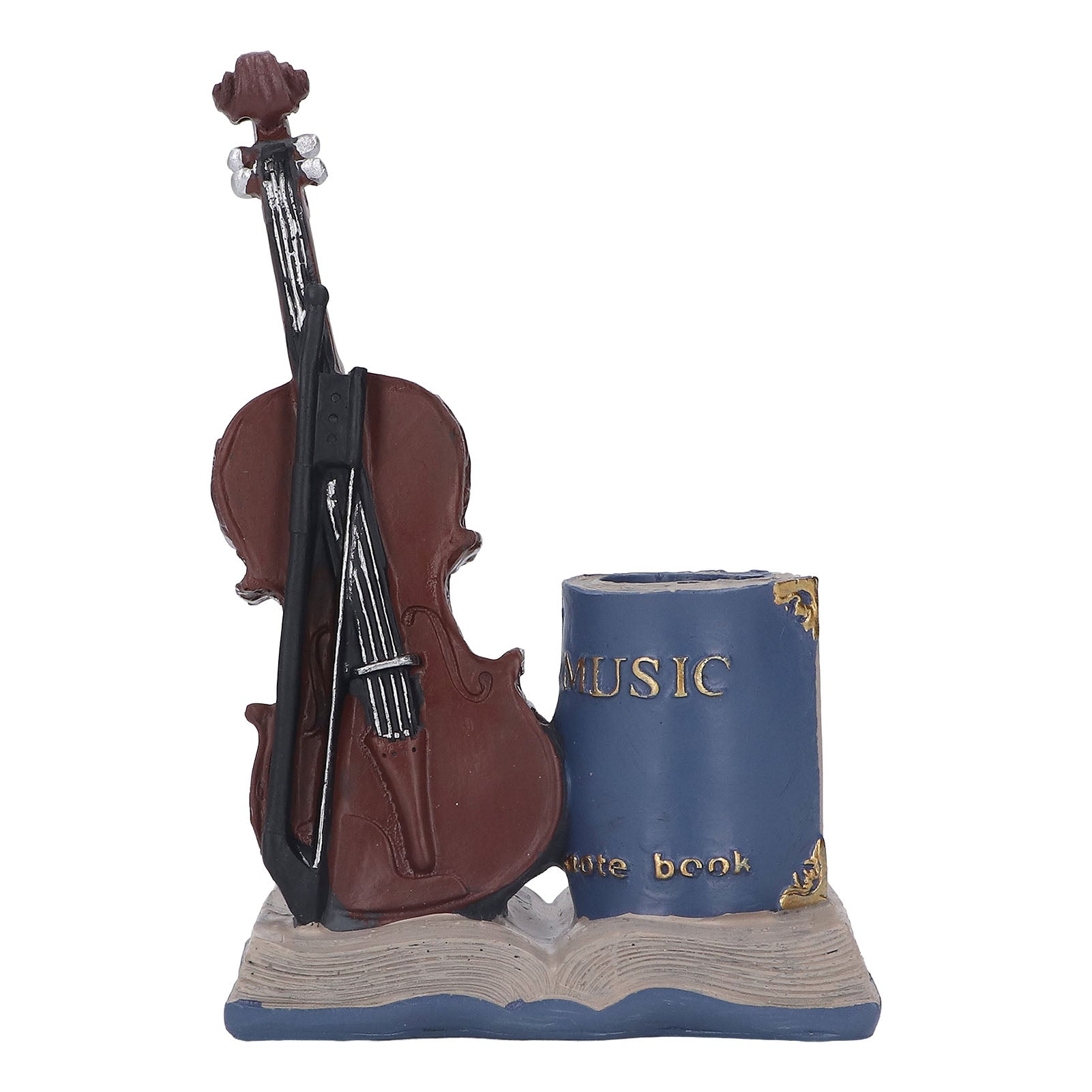 Retro Pen Holder Vintage Violin Blue Beautiful Practical Desktop Decorations for Home Student Room Office Classroom
