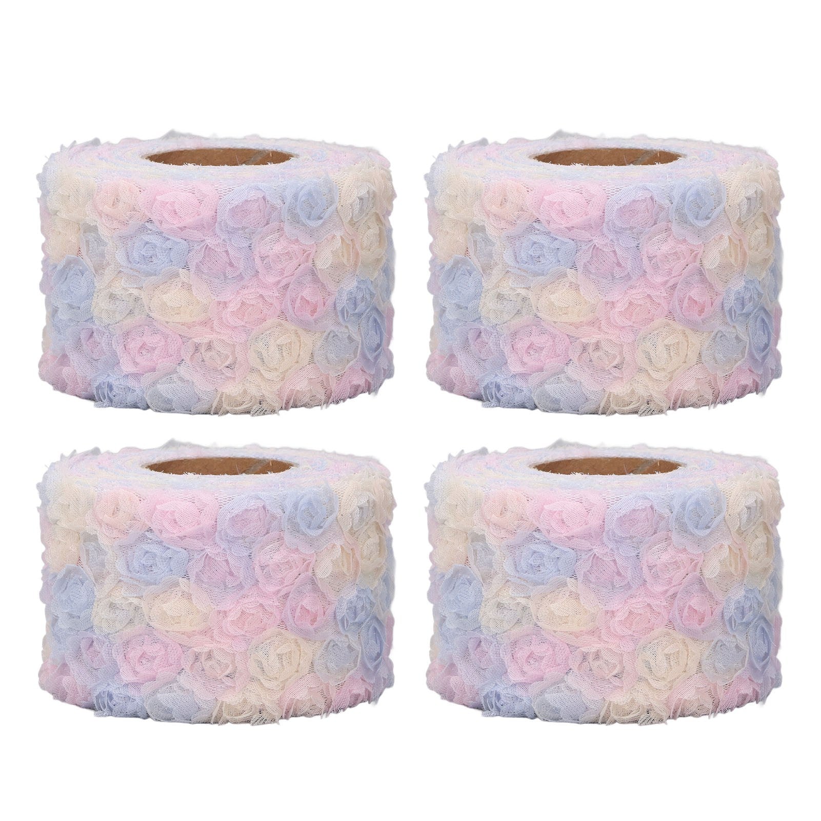 4 Rolls Flower Lace Ribbon 5 Yards Each 5.8cm Width Wrinkle Resistant Breathability Colorful Lace Ribbon for Crafts Sewing