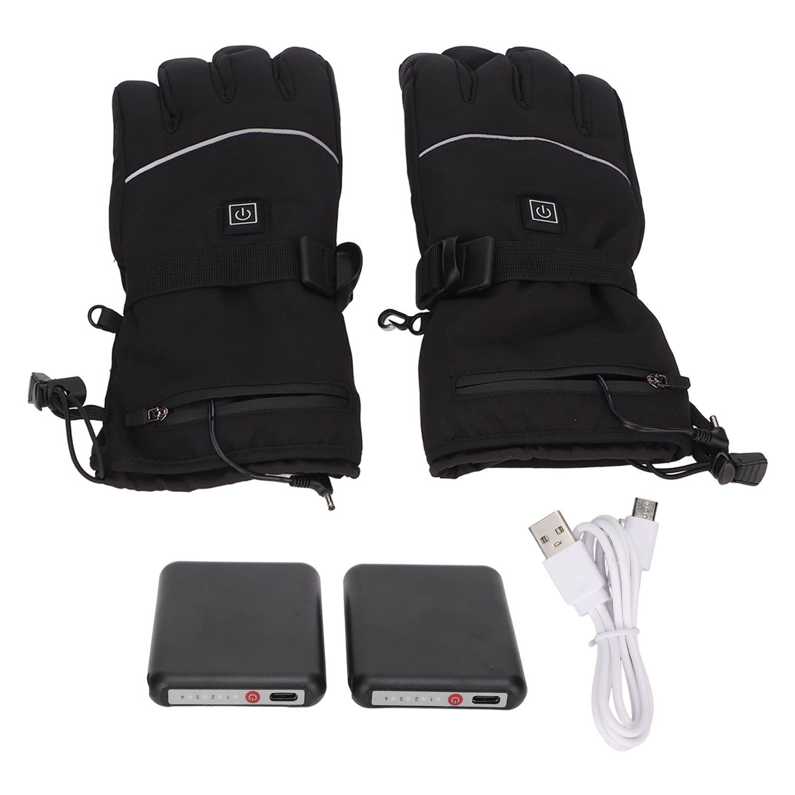 1 Pair Heated Touchscreen Gloves DC 5V 2A 3 Levels Temperature Adjustment Waterproof Electric Gloves for Hiking Hunting