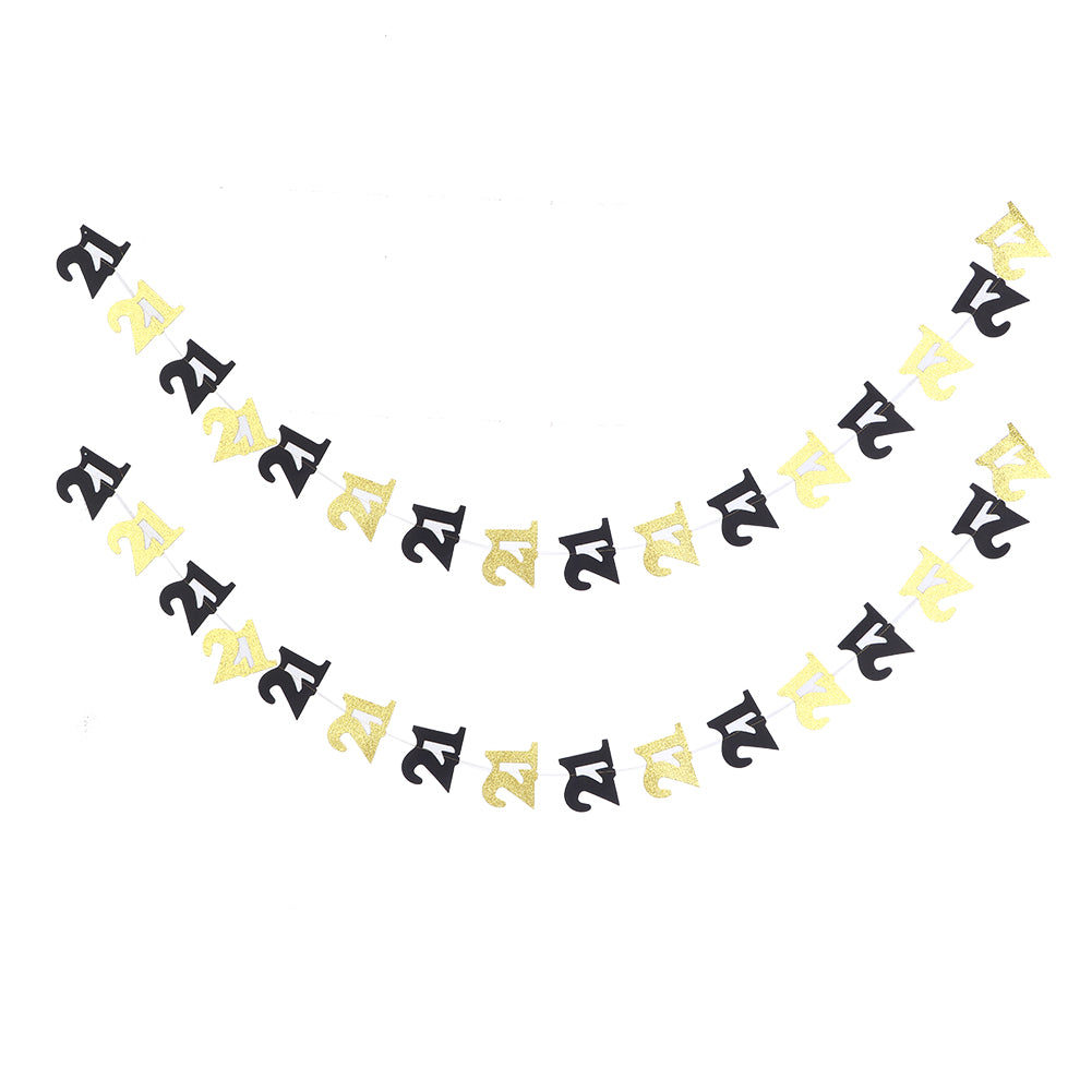 2 Pcs Number Hanging Banner Birthday Party Decoration Accessory Letter Hanging String Flags (21 )