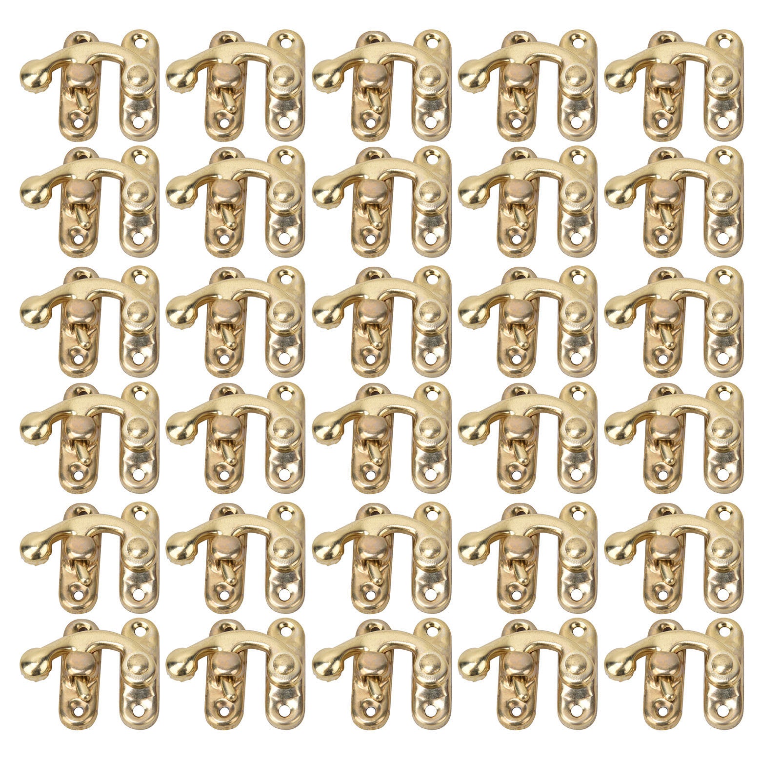 30 Pcs Hasp Hook Retro Style Iron Latch Hook Hasp for Jewelry Gift Boxes 3.2 x 2.8cmYellow Left Latch Hook Hasp
