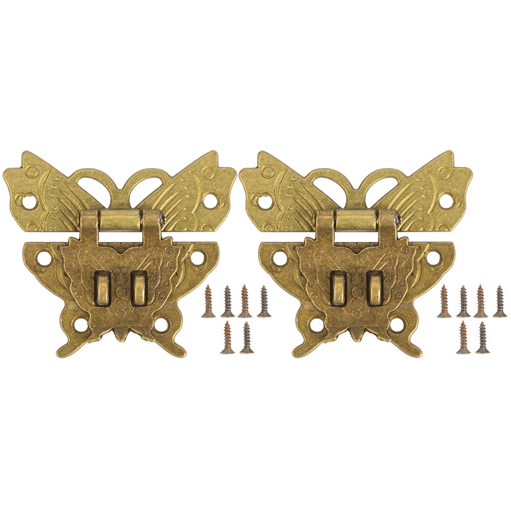2 Pcs Hasp Latch Zinc Alloy Butterfly Shaped Latch Bronze Color Catch for Case Box