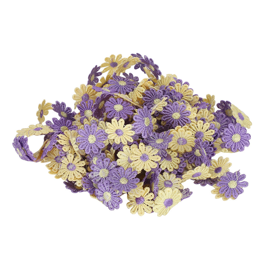 5Pcs Colorful Daisy Flower Lace Trim 2.6cm Knitting Embroidered Diy Patch Ribbon Sewing Supplies Crafts