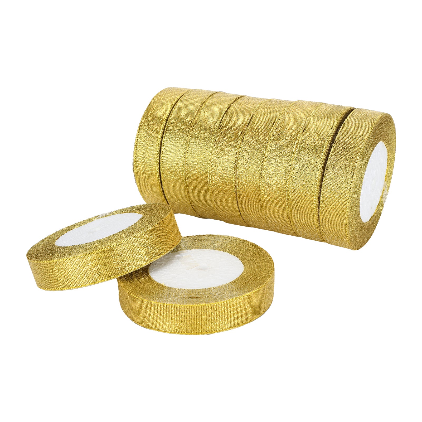 10 Rolls Golden Ribbon DIY Satin Ribbon Gift Wrapping Christmas Ribbon for Making Decorative Crafts