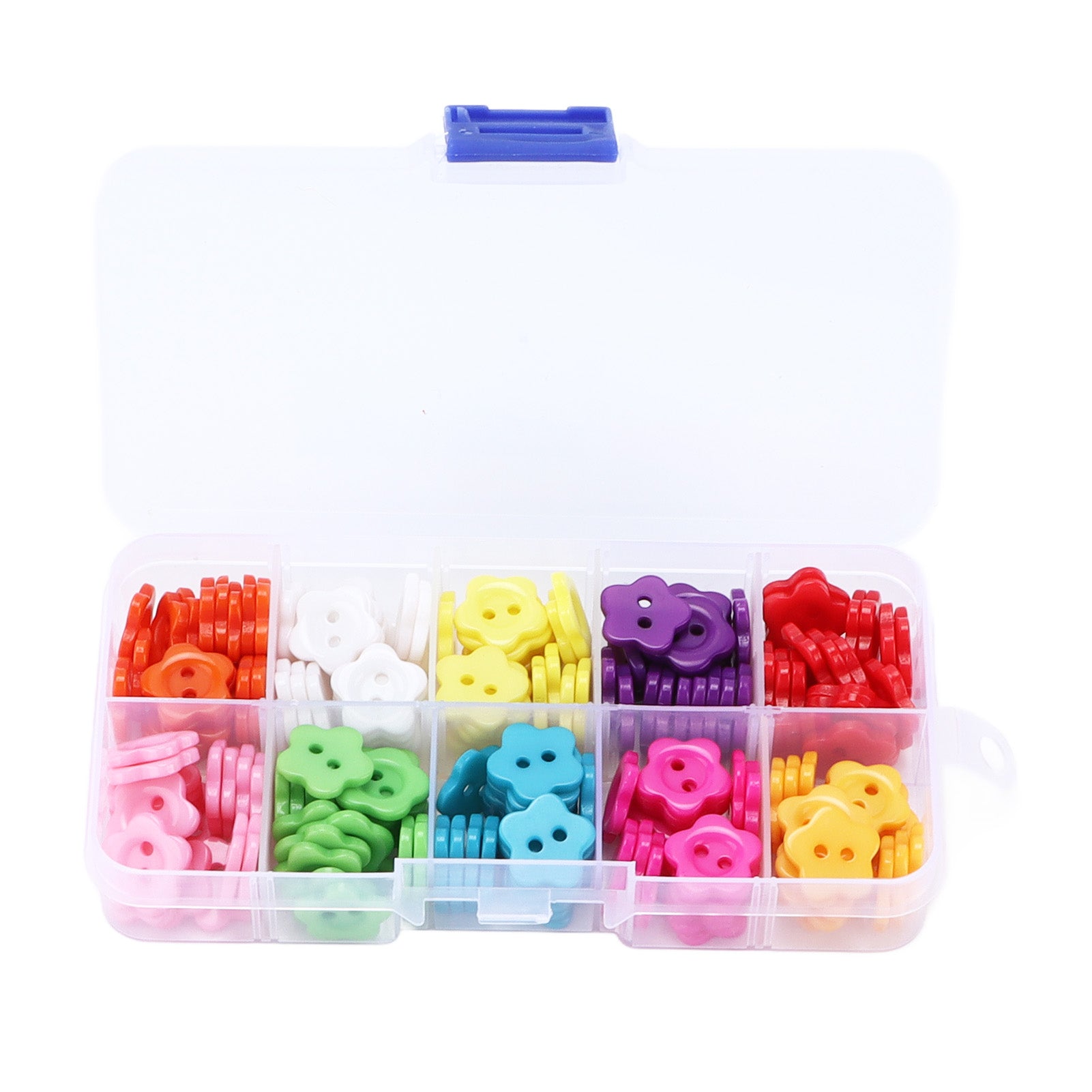 200pcs Sewing Buttons 14mm DIY HandMade FlowerShaped Clothing Accessories with Storage Box