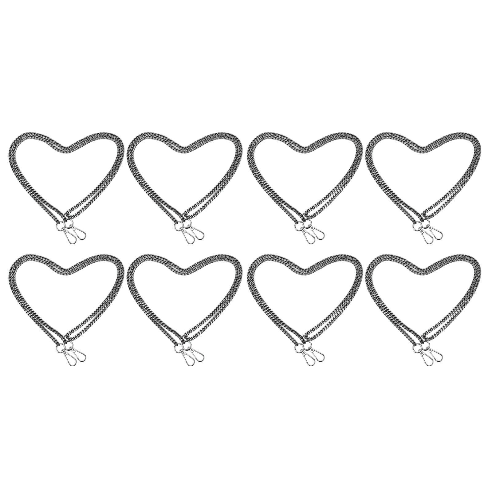 8pcs Aluminum Curb Chains 3.9 Feet Each DIY Handcraft Straight Head Buckle Link Chain for Jewelry Making Silver Black