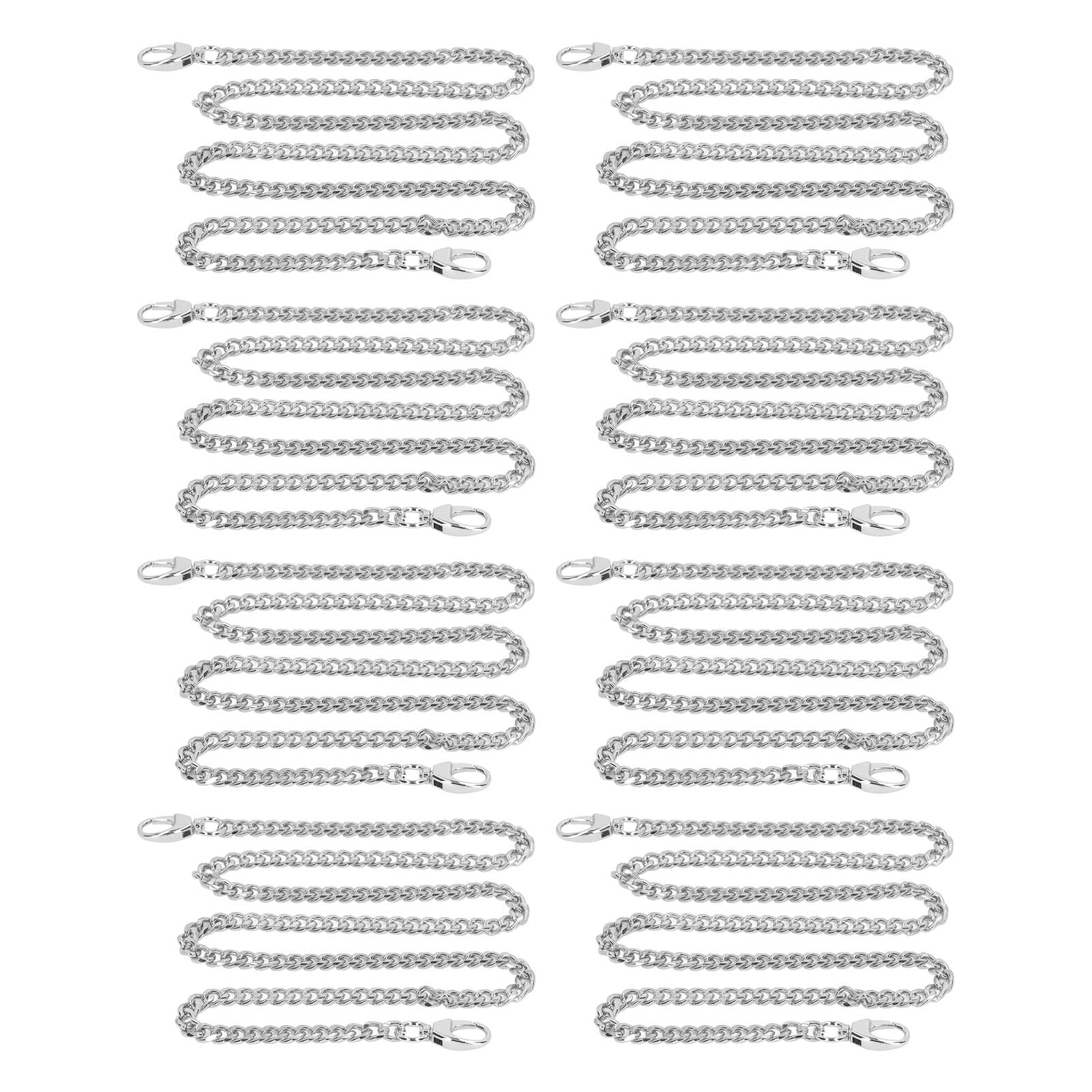 8 Pcs 1m Aluminum Curb Chain Rustproof Twisted Links Oval Buckle Bag Chain For DIY Necklace Bracelet Jewelry Making Silver