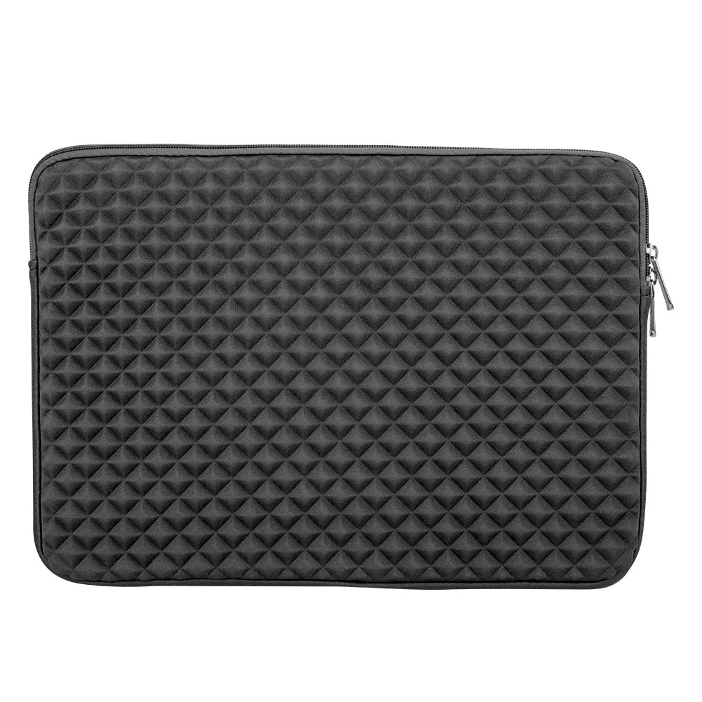 15.6 Inch Diamond Texture Laptop Sleeve Notebook Protective Case Zipper Hand BagBlack