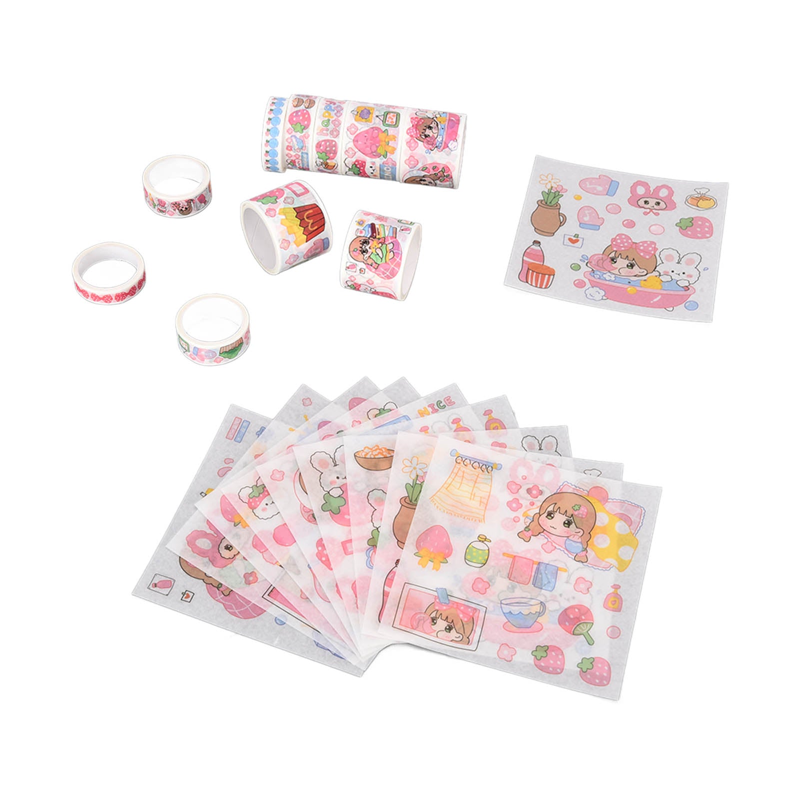 Tapes Stickers Set Washi Cute Cartoon Pattern Decorative Labels Scrapbooking SuppliesHappy Fat Man