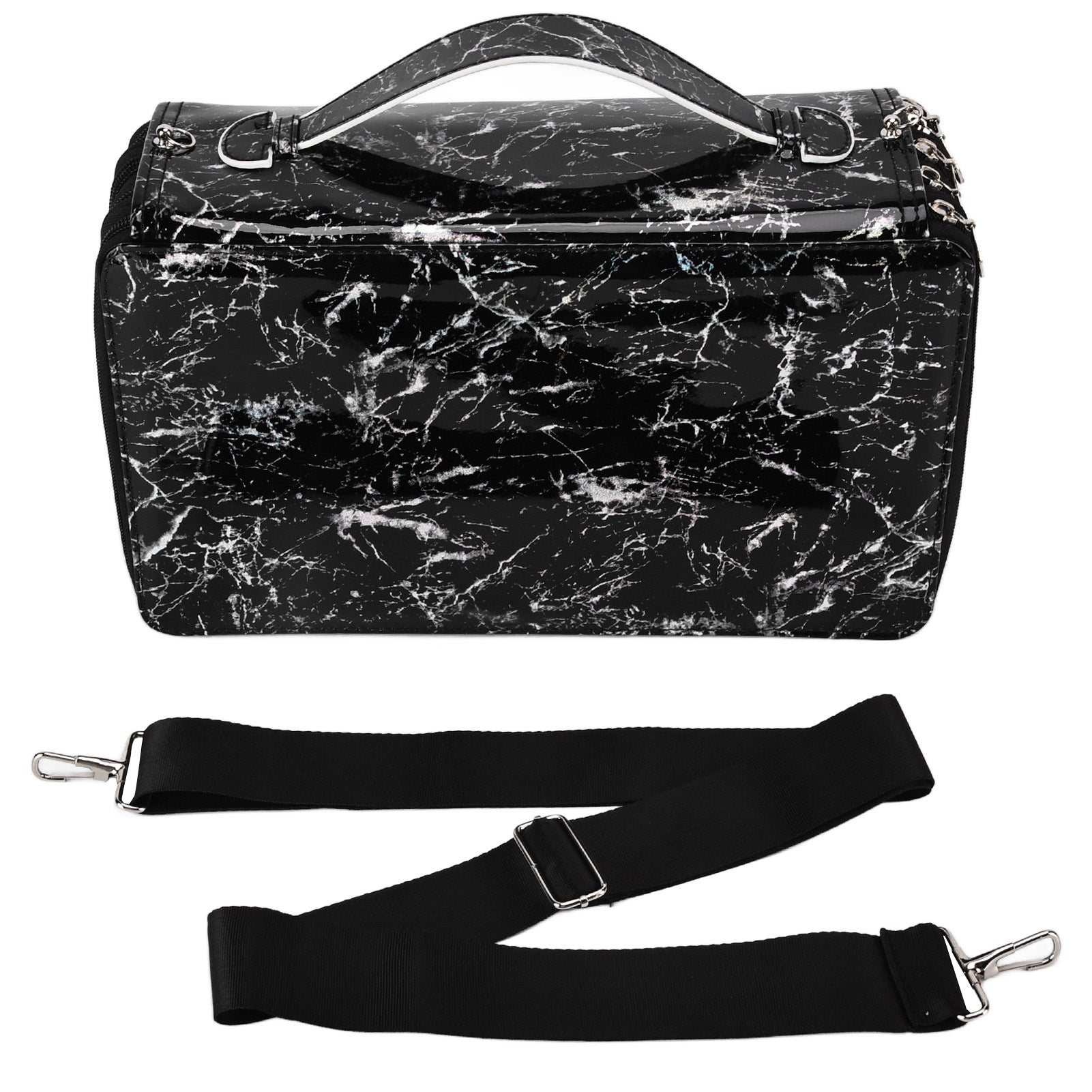 Handheld Pencil Case Large Capacity Multilayer 300 Holes Portable Stationery Organizer BoxBlack