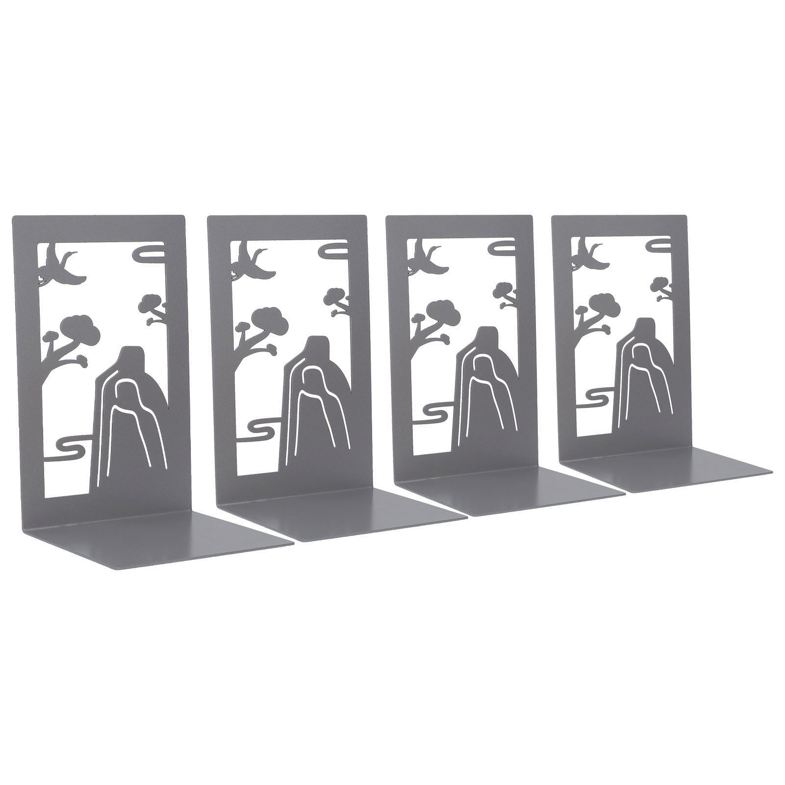 4 Pcs Metal Bookends Anti Slip Exquisite Beautiful Unique Design Portable Decorative Bookends Desktop Book Ends Mountain