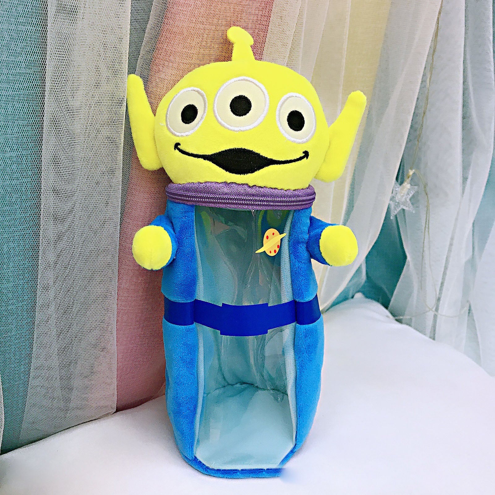 Transparent Plush Pencil Bags Cute Shape Cartoon Large Capacity Storage Bag for Students Kids Type4