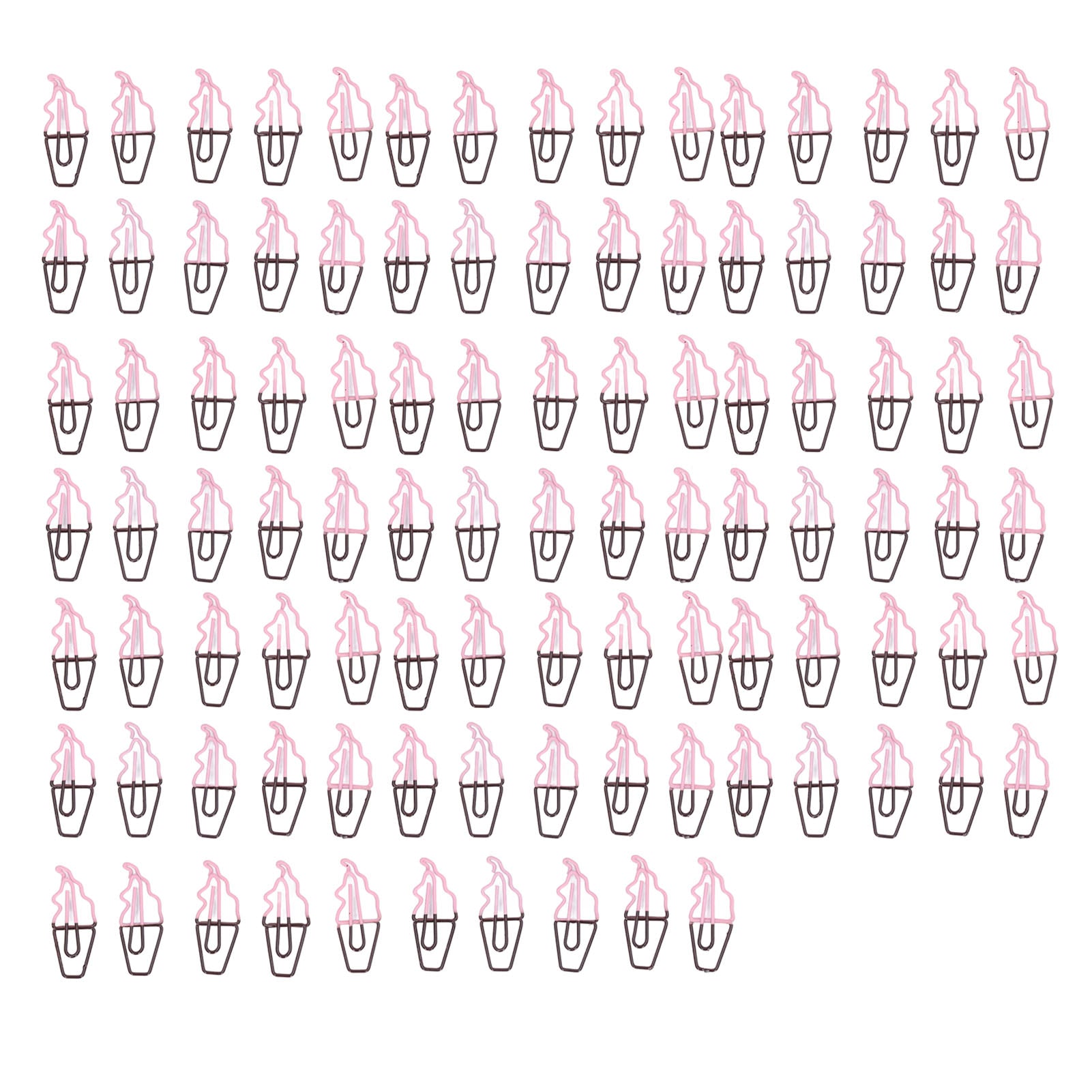 100 Pcs Shaped Paper Clips 2 Color Ice Cream Shape Metal Electroplating Process Light Portable Office Clips for Document