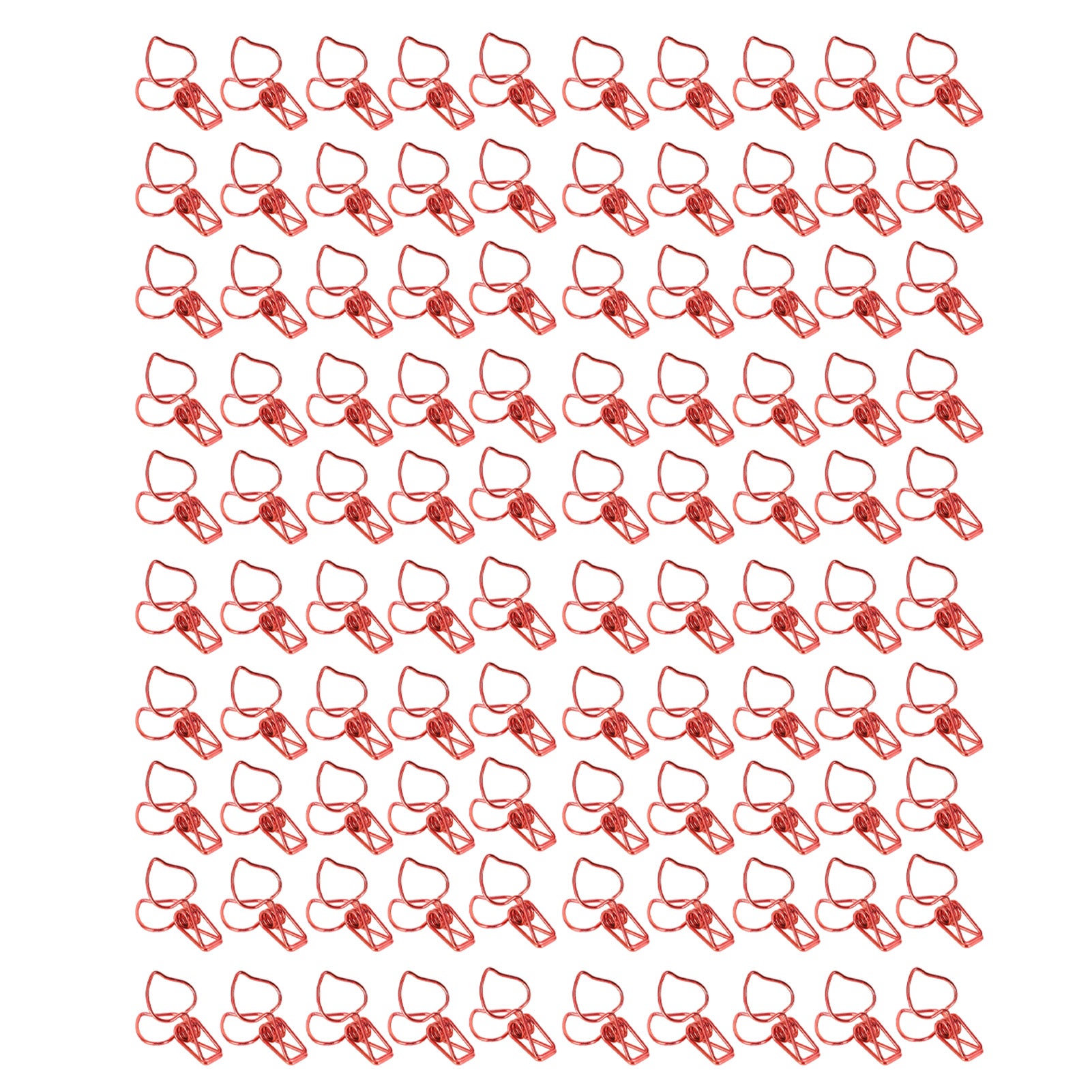 100pcs Binder Clips Cute Cartoon Peach Shape Metal Long Tail Clips Office Account Binder Clips Paper Clamps Red