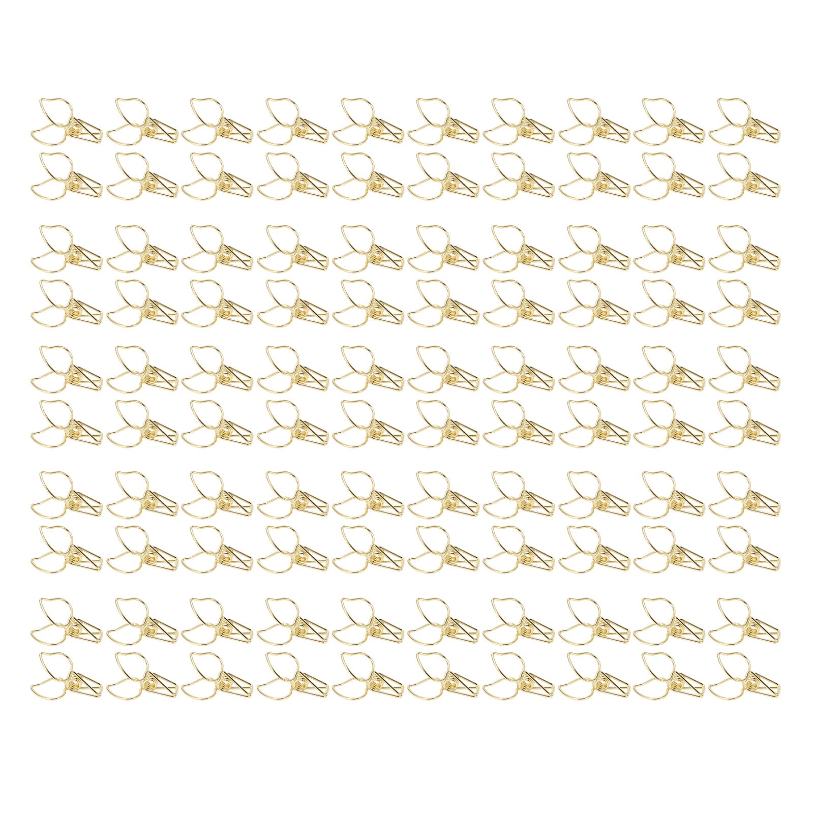 100pcs Peach Binder Clips Cute Cartoon Strong Clamping Force Sturdy Metal Hollow Paper Clamps for Office Account Gold
