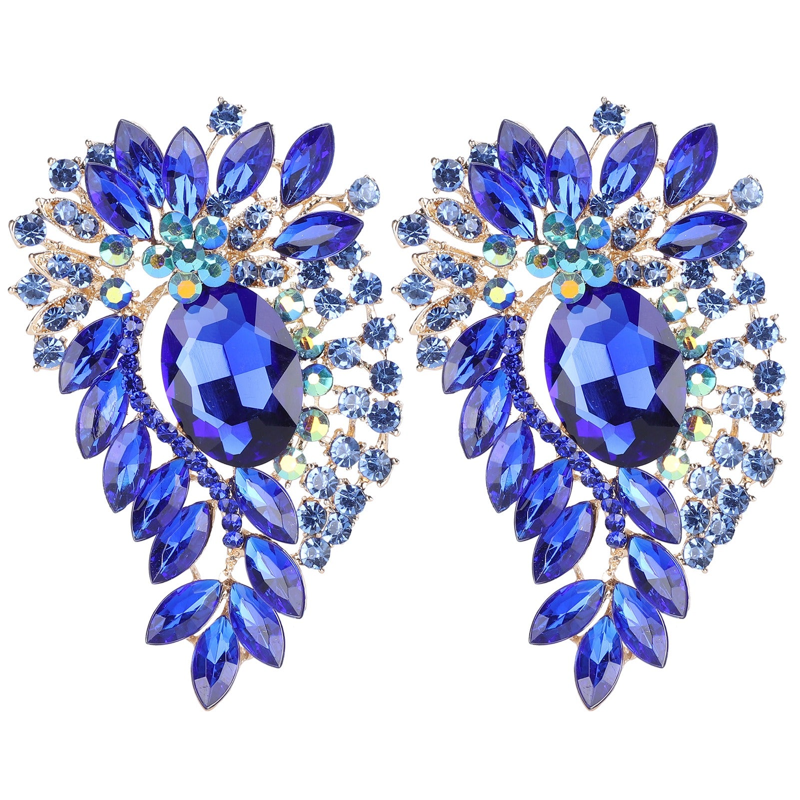 2Pcs Corsage Brooch Fashion Retro Exquisite Alloy Pins Applique Clothing AccessoriesBlue
