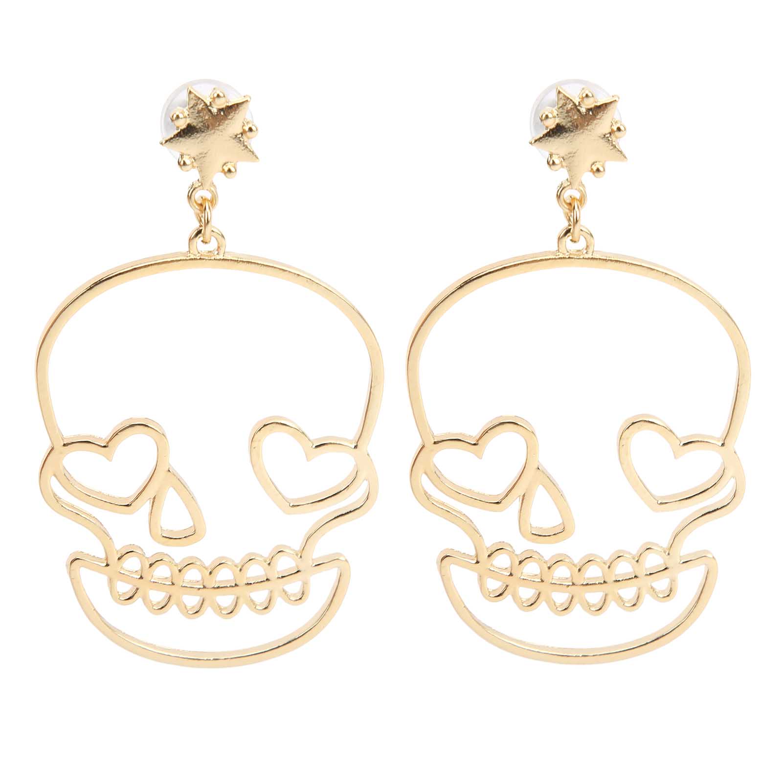 1 Pair Earrings Skull Shape Pendant Alloy Material Decorative Ear Studs DIY Party SuppliesGold