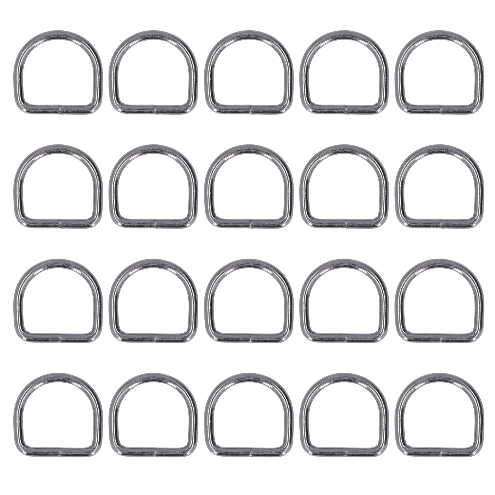 20Pcs Metal D Rings Durable Iron Fadeless Color Wide Application Exquisite D Rings for DIY Handbag BackpackGray 3x20x20mm