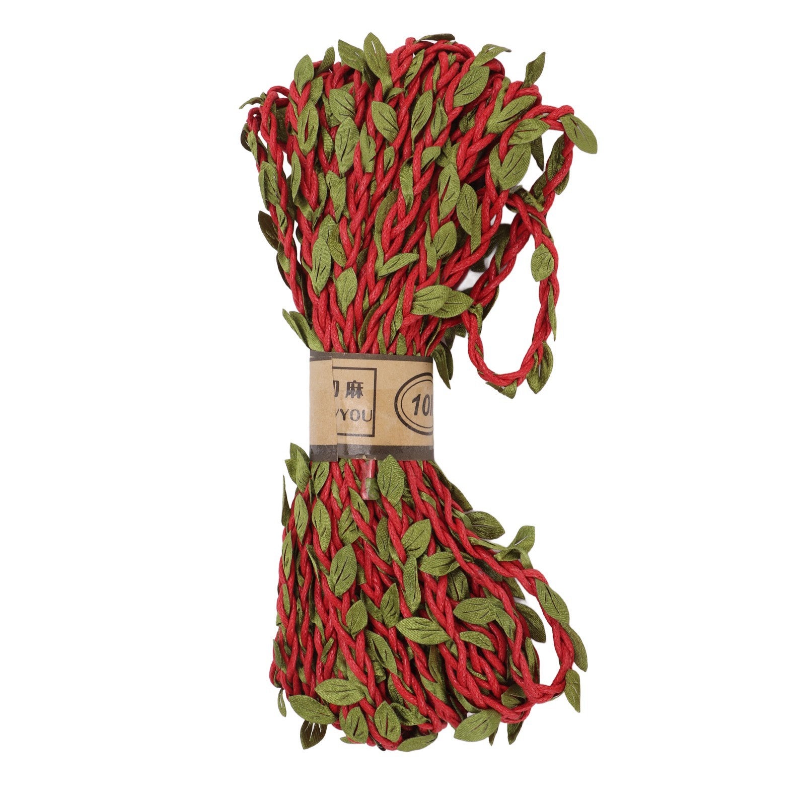 1 Roll 10m Green Leaf Hemp Rope Washable Sun Resistant DIY Multistrand Jungle Vines Hemp Rope Decorative WreathRed