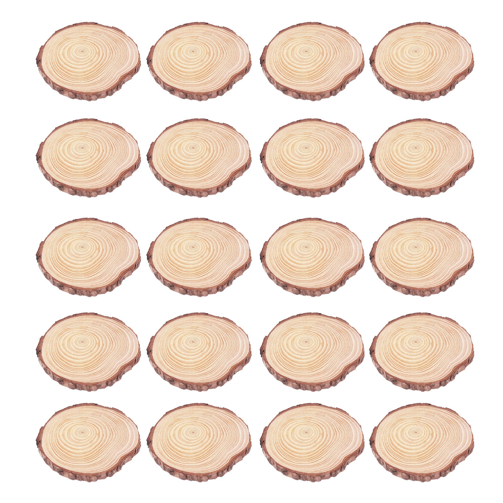20Pcs Wooden Coasters Double Sided Manual Polishing Wood Slices Circles for Home Office Cafe Restaurants