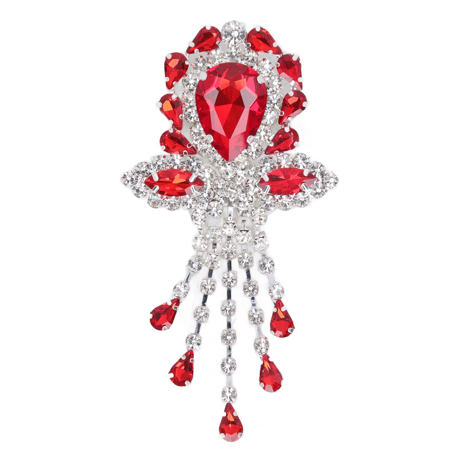 4Pcs Wedding Bridal Brooch Bright Red Sparkling Exquisite Design Crystal Bouquet Brooch for Party Ball Anniversary
