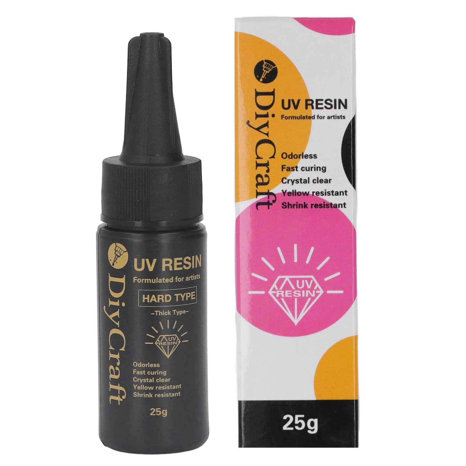 UV Resin Odorless Transparent Fast Curing General Bottle Cover Safe Sealing Clear Casting Resin for Handicraft 25g Thick Unscented Version