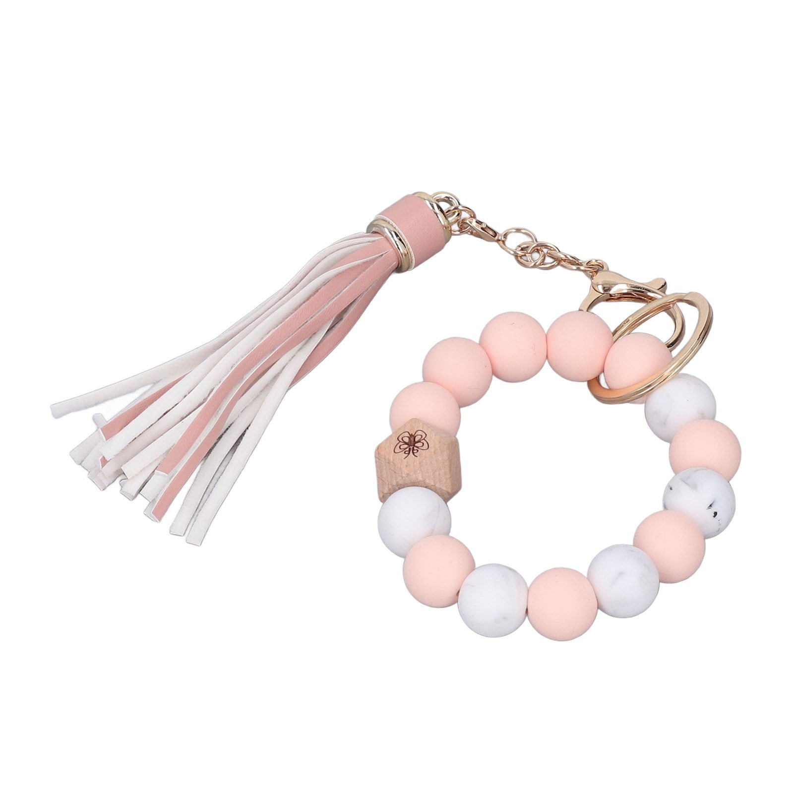 Keychain Bracelet Silicone Beads Metal Keyring Tassels Style Bright Colors Beaded Wristlet for Home Outing Travel 001