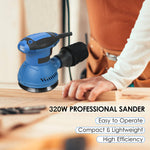 320W Professional Sander Portable Handheld Electric Sanding & Polishing Machine with Removable Dust Collection Bag 10pcs Sandpapers