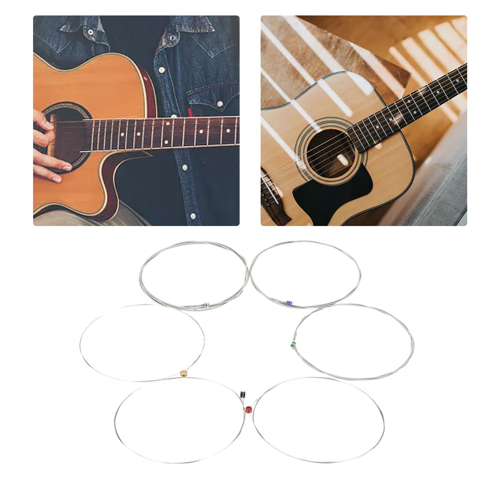 6Pcs Electric Guitar String Ball End E B G D A Hex Core Instrument Accessory for Replacement