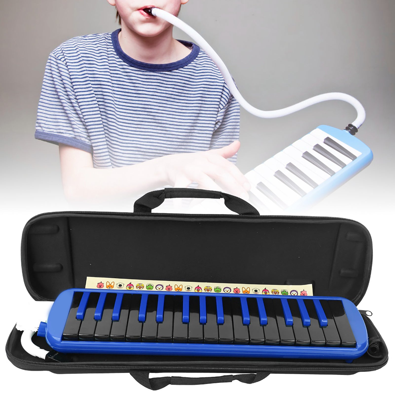 Melodica 32 Key Wind Musical Instrument Suitable for Beginner Practice Bag F32s(Blue )