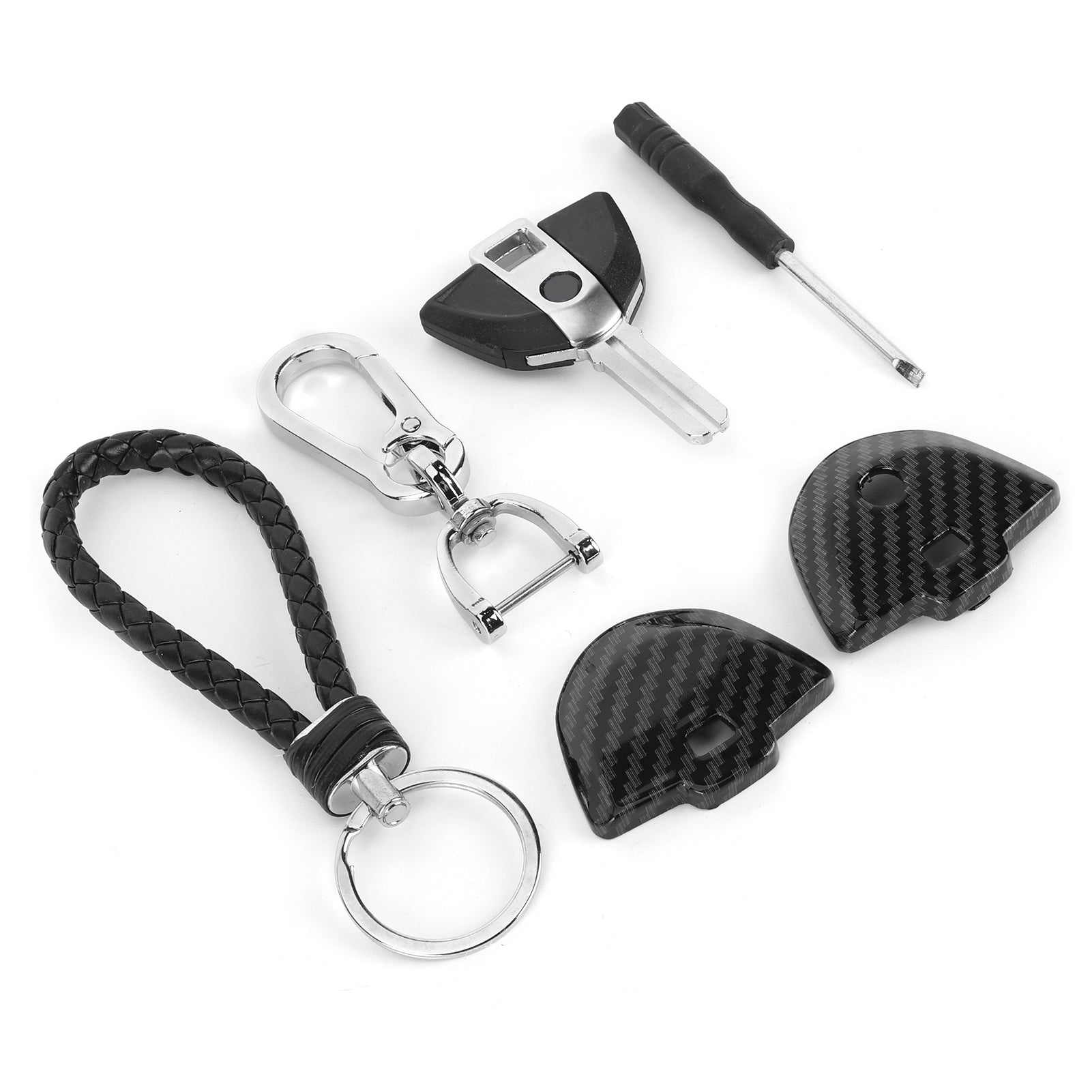 Uncut Motorcycle Ignition Key with Carbon Fiber Style Cover Fit for F650GS F800GS S1000RR F650 F800 R1200