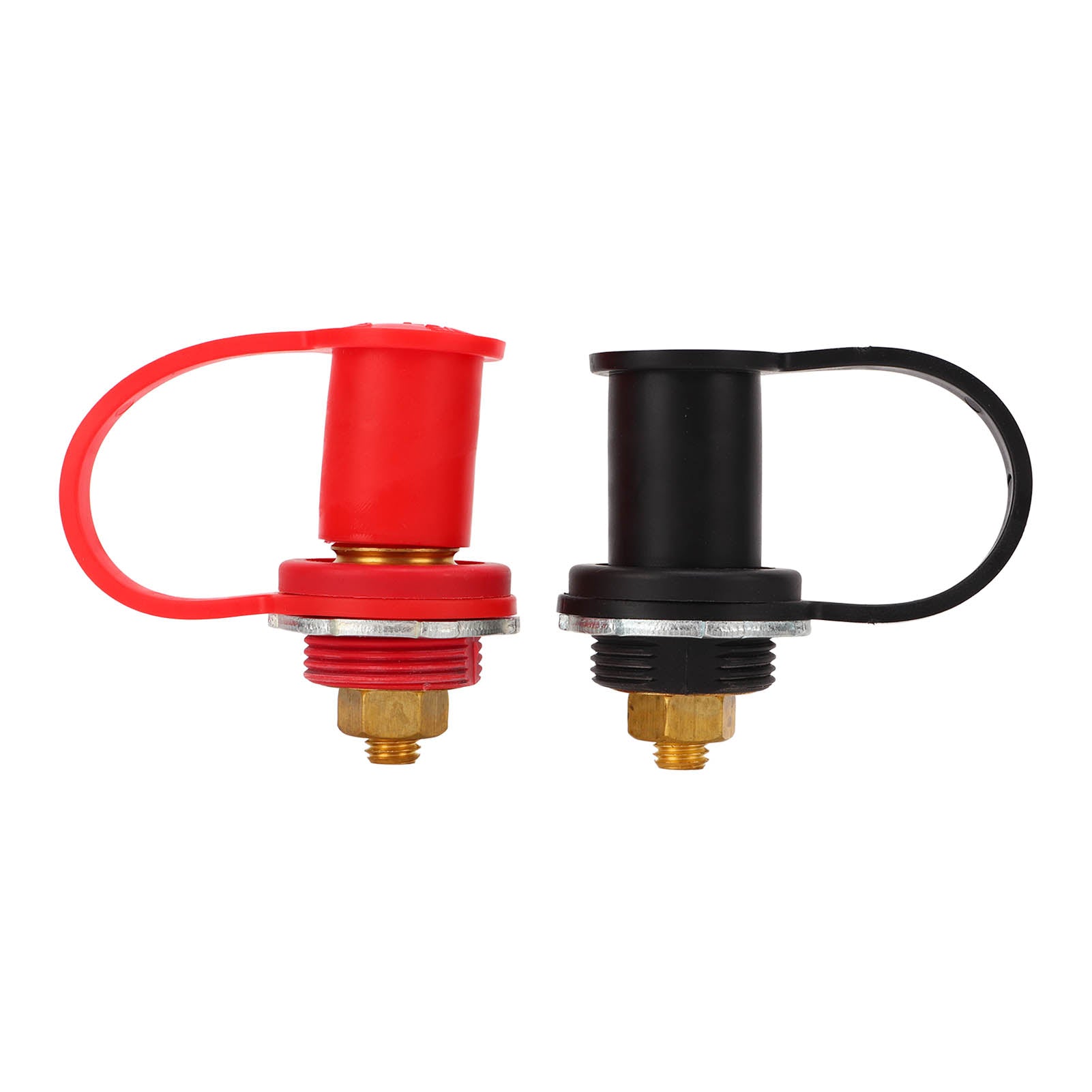 1 Pair 3/8 Inch Stud Black Red Car Battery Charger Post Brass Remote Battery Terminal for Trucks Boats ATVs