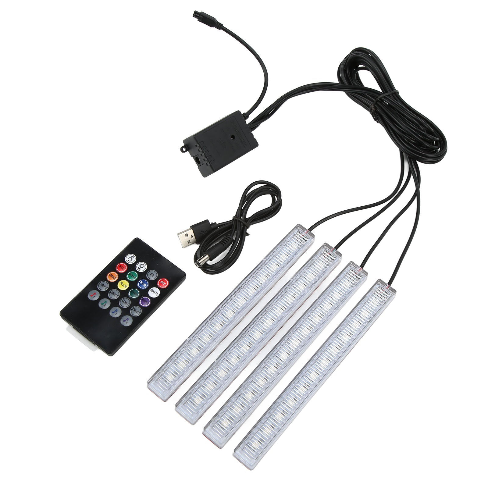 LED Strip Lights Interior Ambient Lamps with Remote Control 4 Lines 34 Modes Music Sync Multicolor Universal for Car