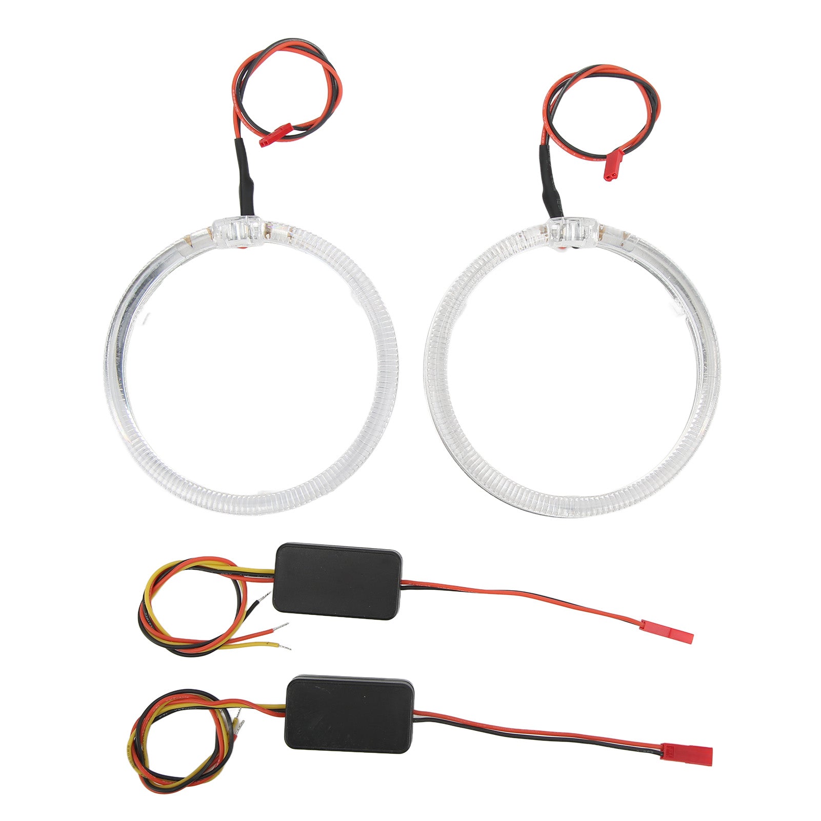 Pair 9‑36V LED Angel Eyes Headlight Signal Lamp Halo Rings White Amber Dual Color Decorative for Car 110mm/4.33in