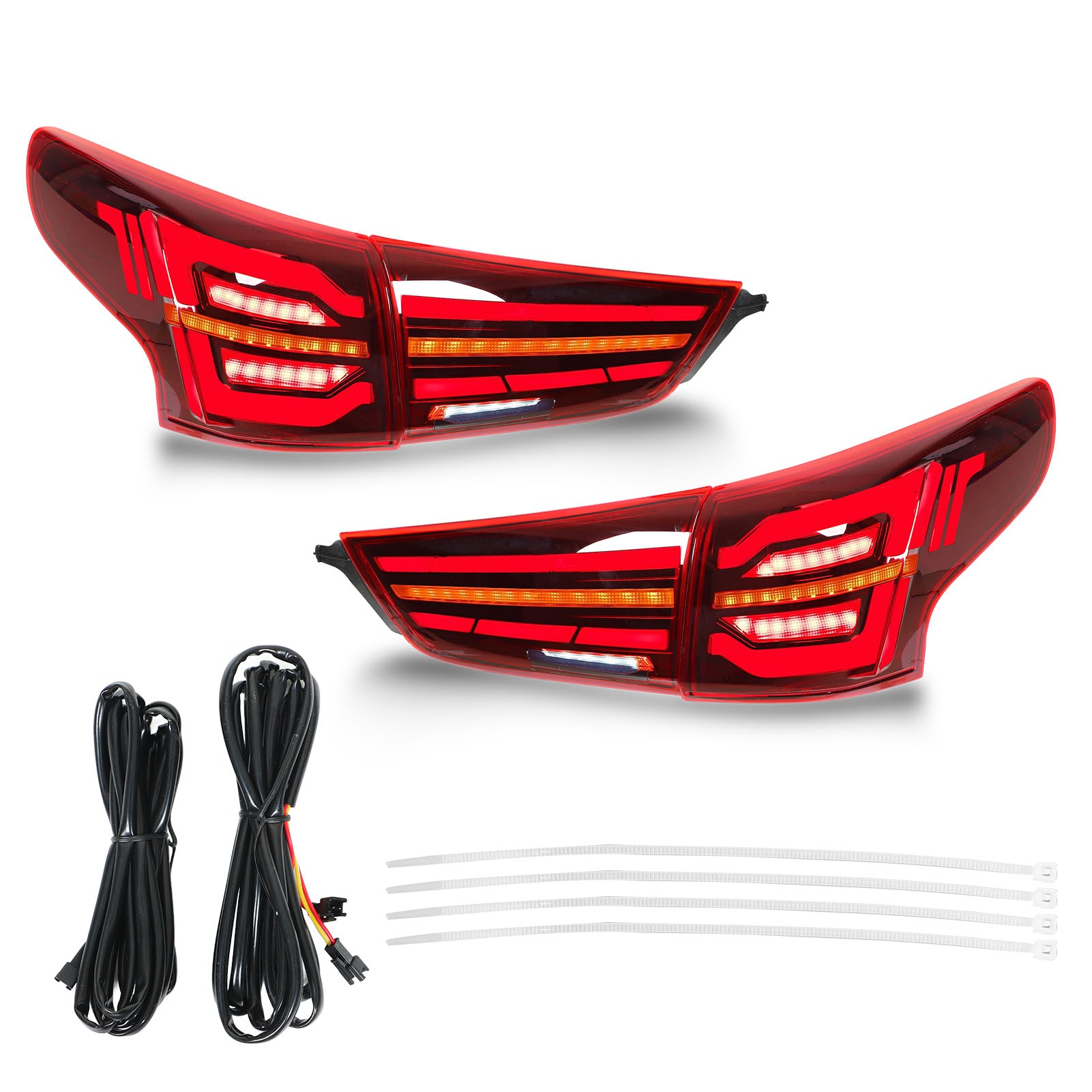 1 Pair LED Tail Light Assembly Brake Reversing Lamp IP67 Waterproof Replacement for Qashqai 2016‑2022 Red