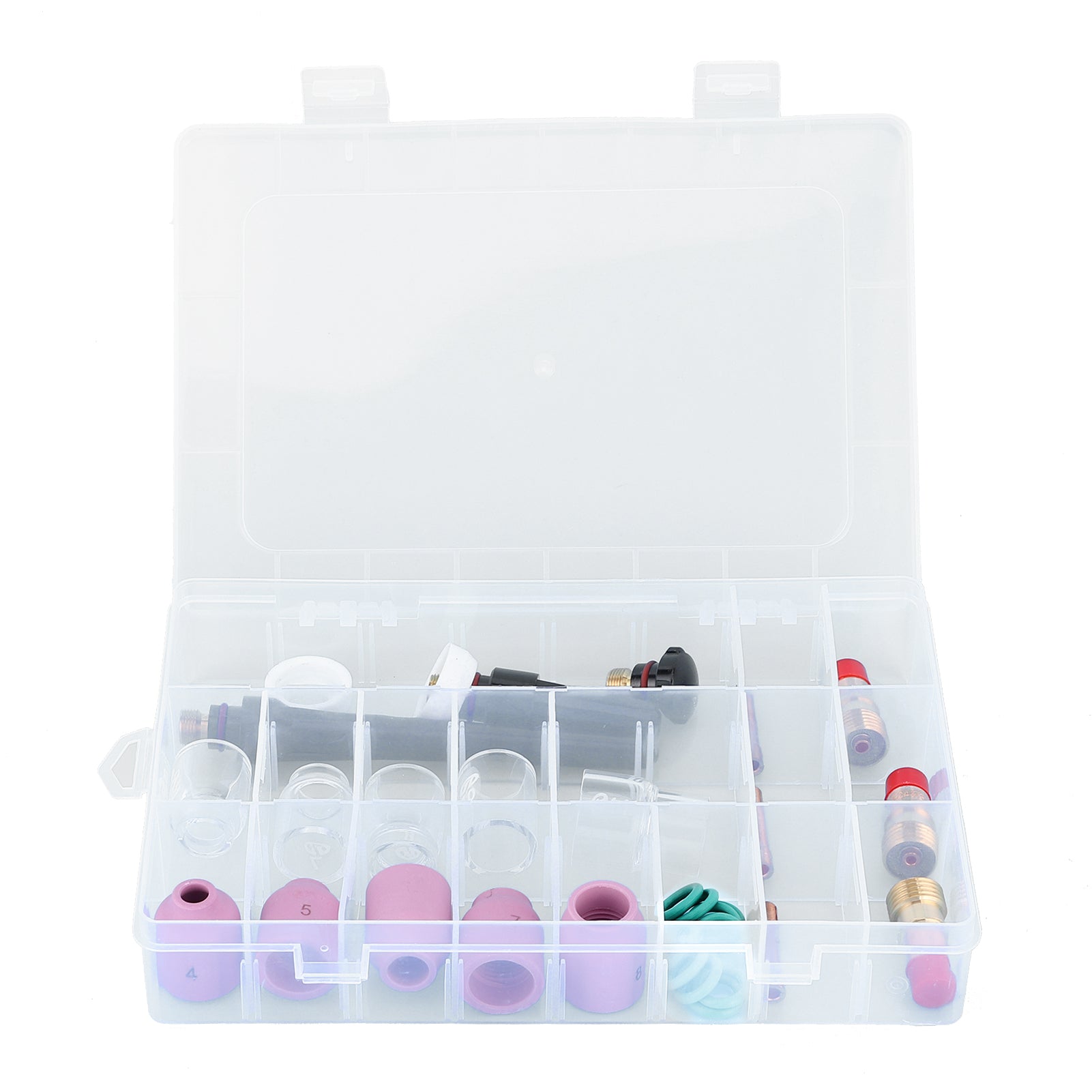 31Pcs/Set Ceramic Welding Nozzle Torch Gas Lens Welder Tip with Glass Cup Tip for WP‑17/18/26