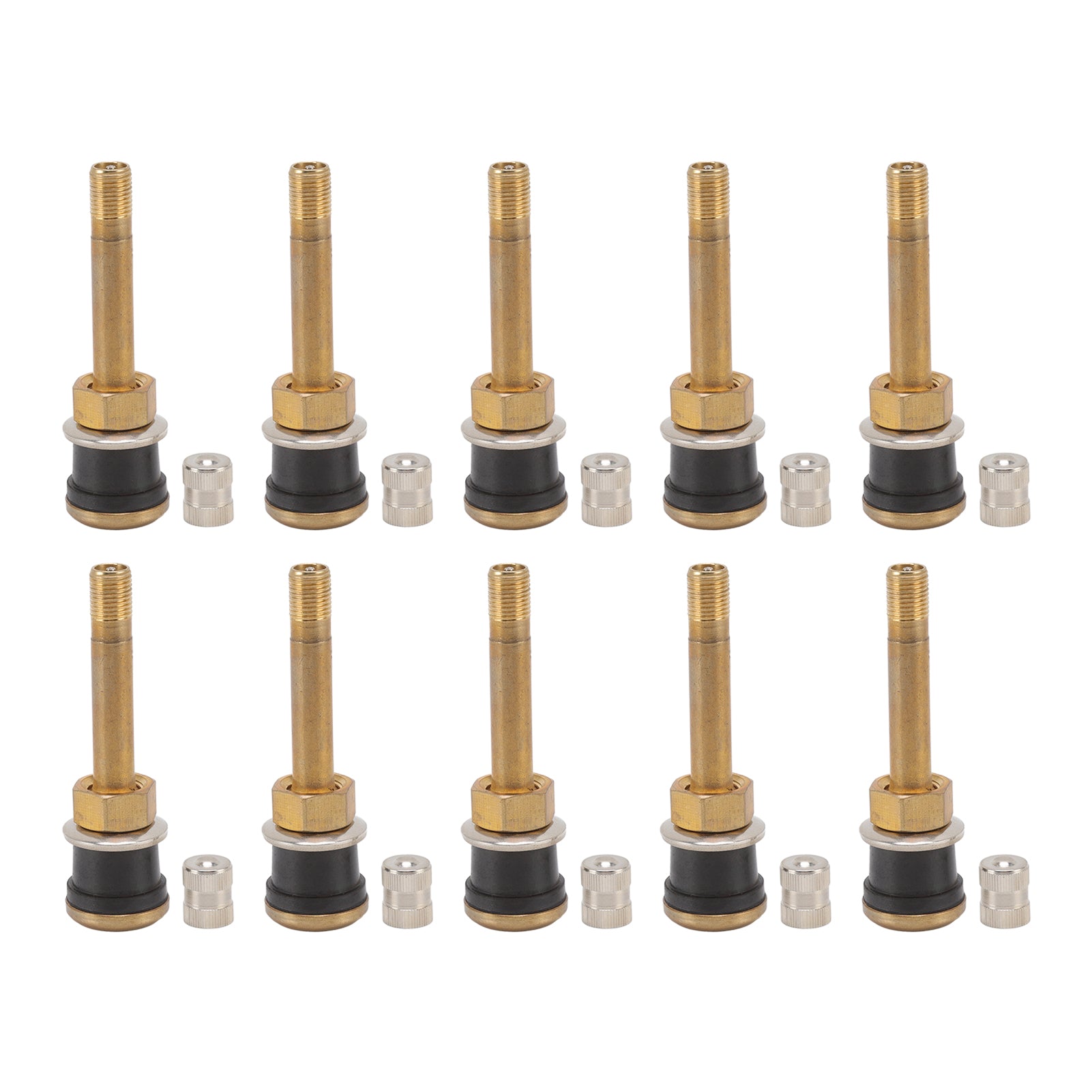 10 Pcs Valve Stems Straight Brass Heavy Duty Clamp in Tubeless Truck Tire Valve Core