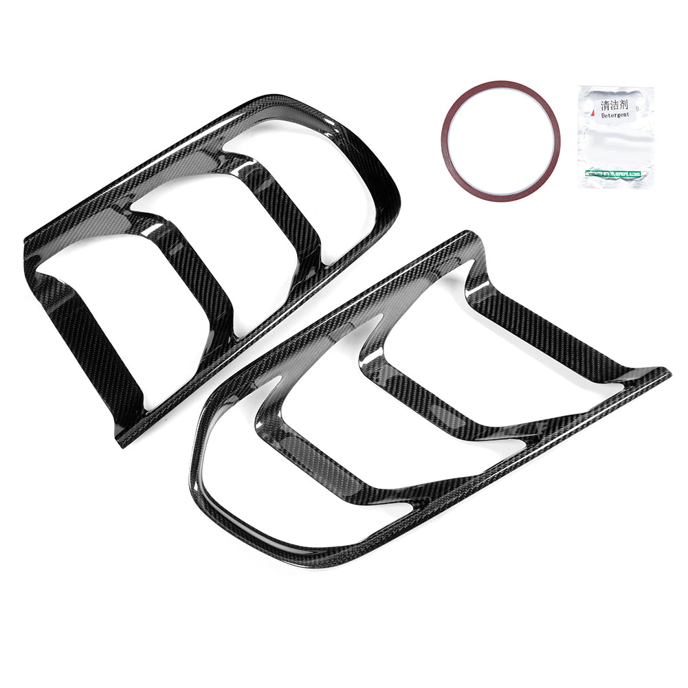 1 Pair Carbon Fiber Rear Bumper Taillight Frame Lamp Cover Trim Fit for Ford Mustang All Model 2014-2018