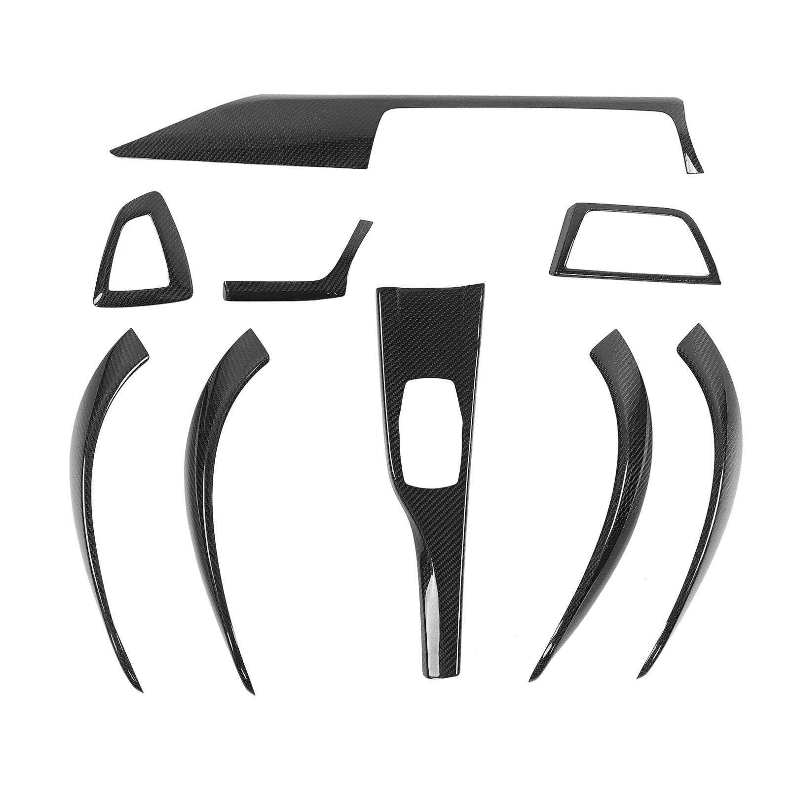 9Pcs Carbon Fiber Interior Trim Kit Door Handle Gear Shift Panel Cover Fit for 4-Series F32 F33 F36 2013-2020 RHD