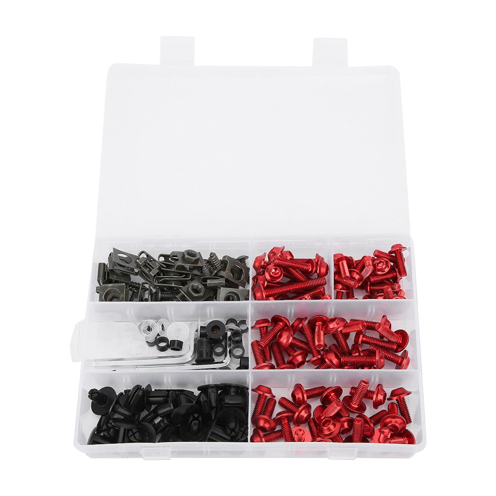 198Pcs/Set Windscreen Fairing Screws M5 M6 Bolts Kit Motorcycle AccessoryRed