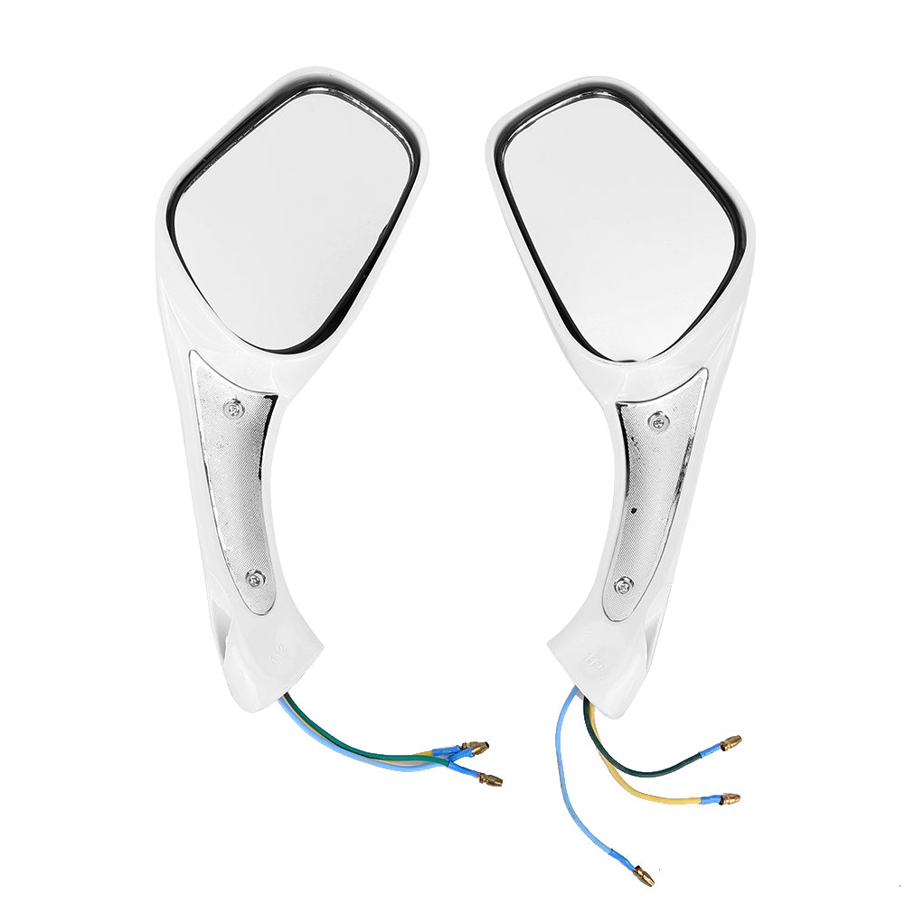 1 Pair Durable White Motorcycle Rearview Mirror with Light Modification Accessory