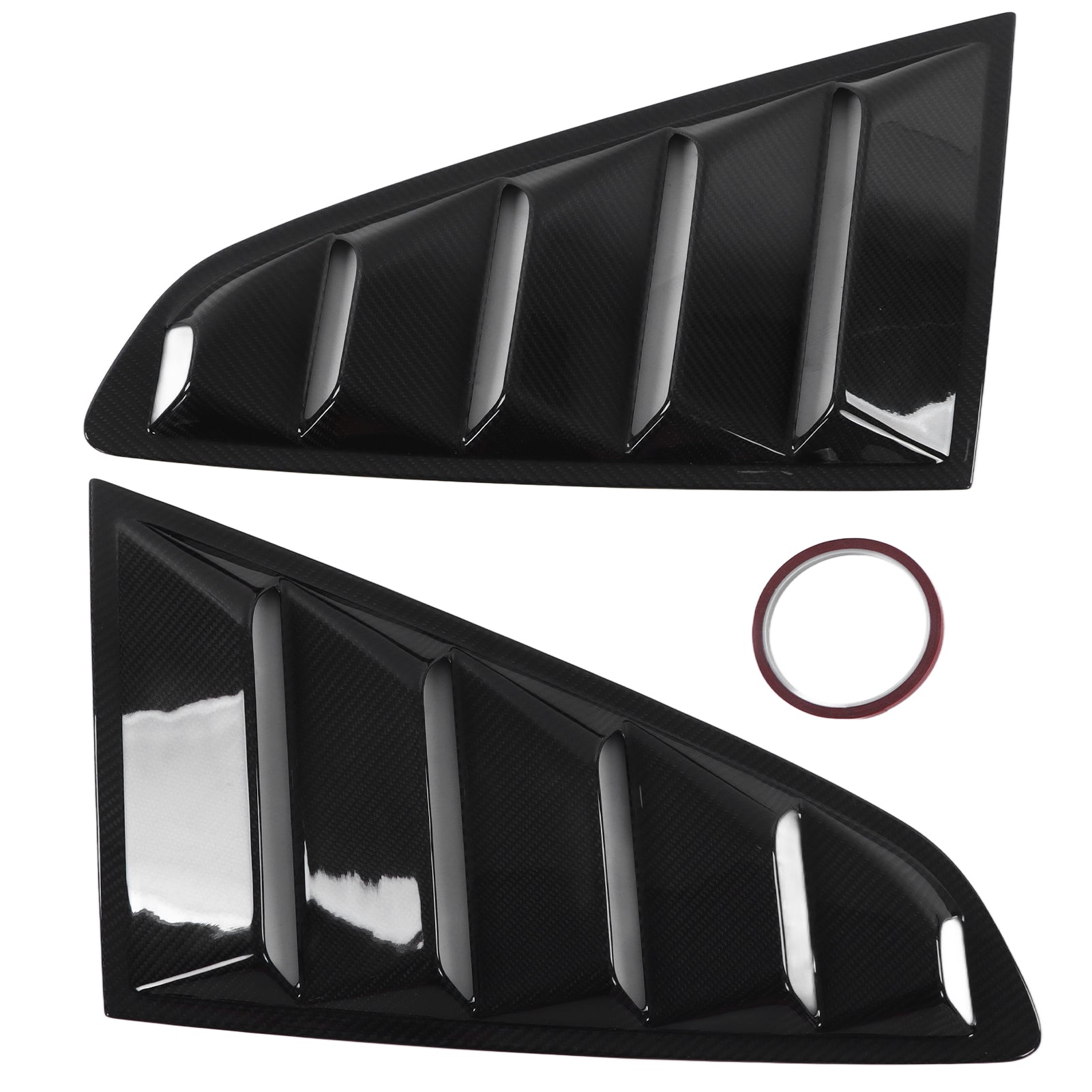 2pcs Rear Side Window Louver Carbon Fiber Windshield Sun Shade Cover Car Adaptations Replacement for Mustang 2015‑2021Original Model
