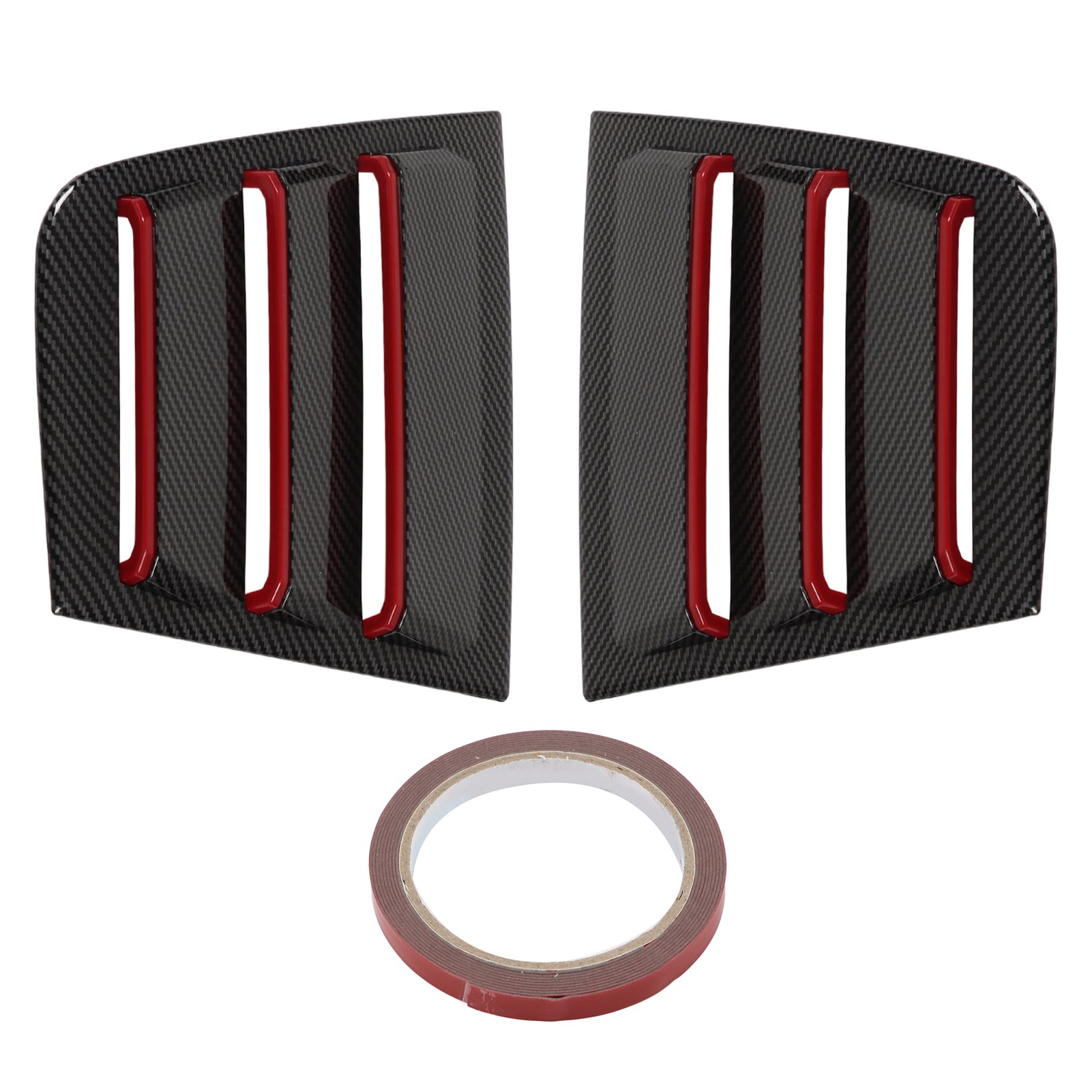 2PCS Car Exterior Side Window Louvers Carbon Fiber Style Replacement for Dodge Charger 20112021(Black Red Trim )