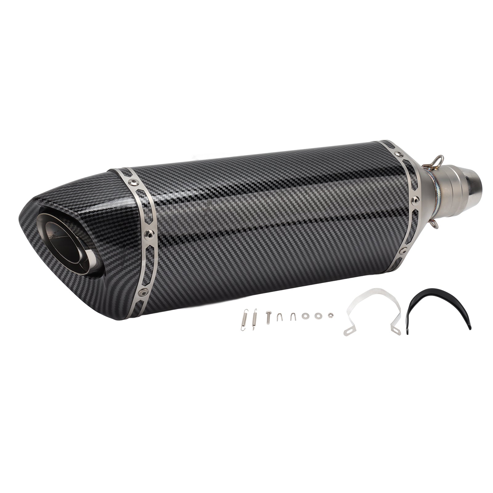 470mm Motorcycle Exhaust Tail Pipe Stainless Steel Rust Proof Thermal Insulation Fit for GSF600 CB1000R Z900 Carbon Fiber Style