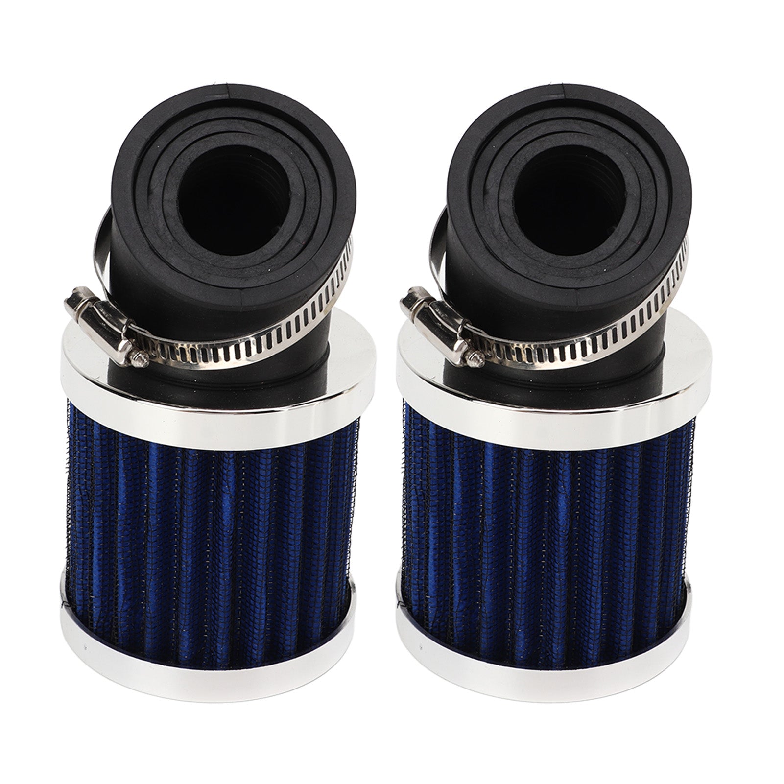 2PCS Motorcycle Air Filters Strong Power Powerful Filtration Universal Fit for 22 to 48mm 50cc 70cc 90cc 125cc Motorbike Silver Blue