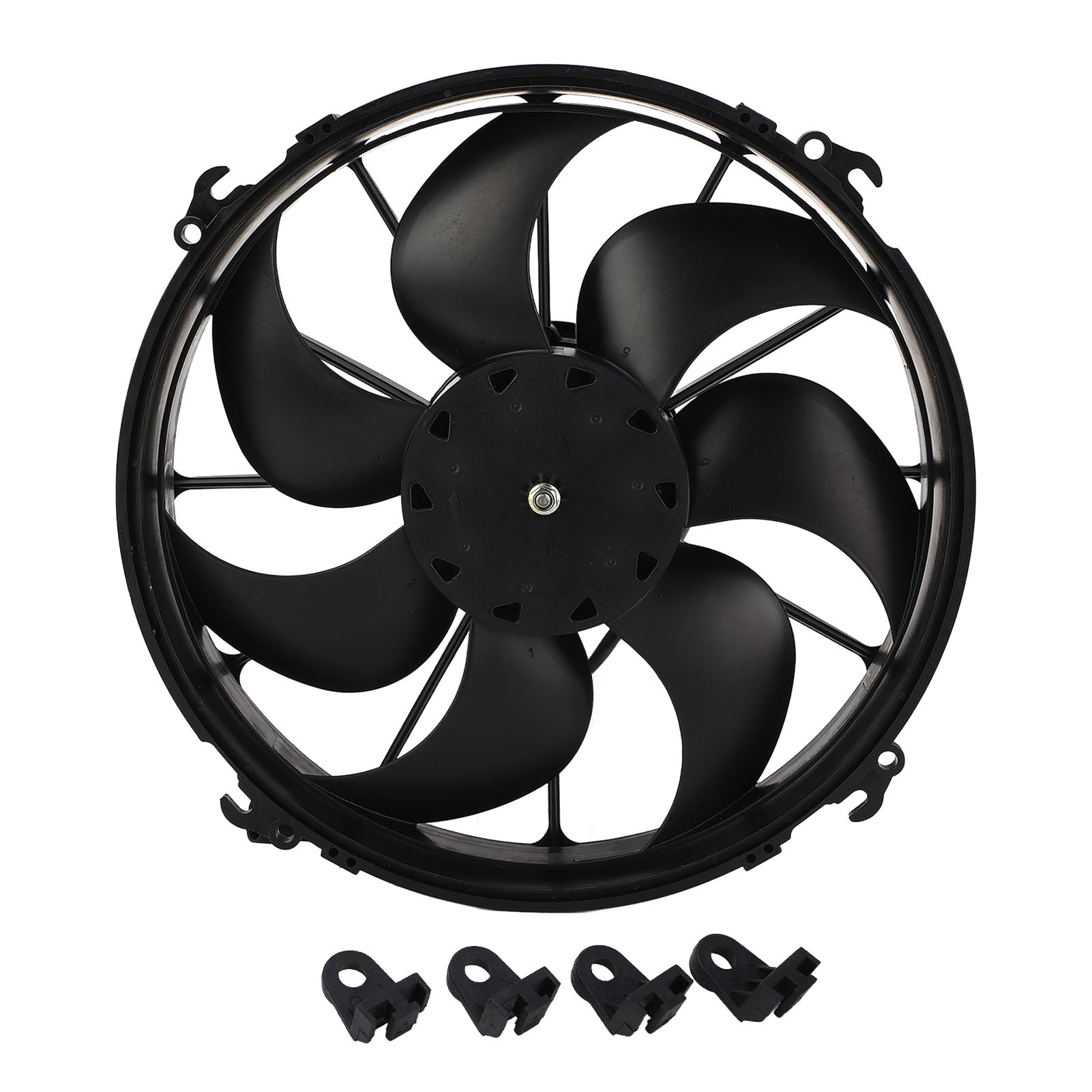 24V Car Cooling Air Fan 7 Blades 160W Power Heat Dissipation Black for Buses Trucks